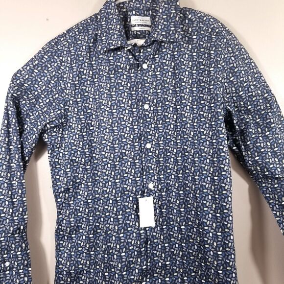 Lucky Brand Shirt Mens 15.5 34 Long Sleeve Button Up Navy Geometric Cowboy Rodeo - Picture 1 of 16